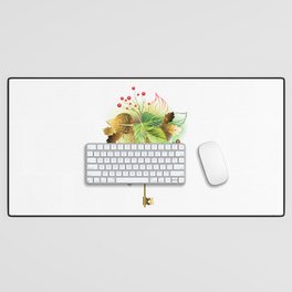 Mysterious Key with Autumn Leaves Desk Mat