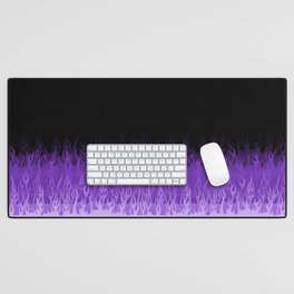 Purple Black - Retro Old School Hot Rod Flames Desk Mat