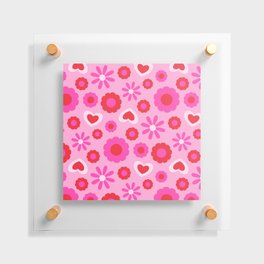 CHARMING FLORAL LOVE HEARTS PATTERN Floating Acrylic Print