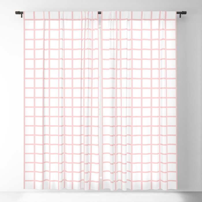 Pastel Pink Grid Pattern Blackout Curtain