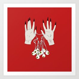 Creepy Hands Holding Eyes Art Print
