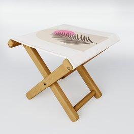 Window Arch | 03 - Palm Leaf Print Retro Sun And Ocean Olive And Pink Folding Stool
