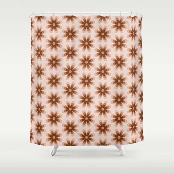 Pastel neutral flower retro vintage pattern Shower Curtain