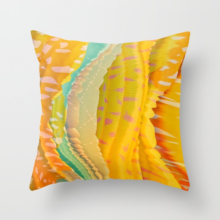 Geometric 3D No5 sunny yellow orange turquoise Throw Pillow by