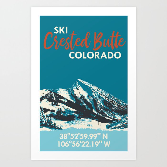 Crested Butte GPS Vintage Ski Art Print