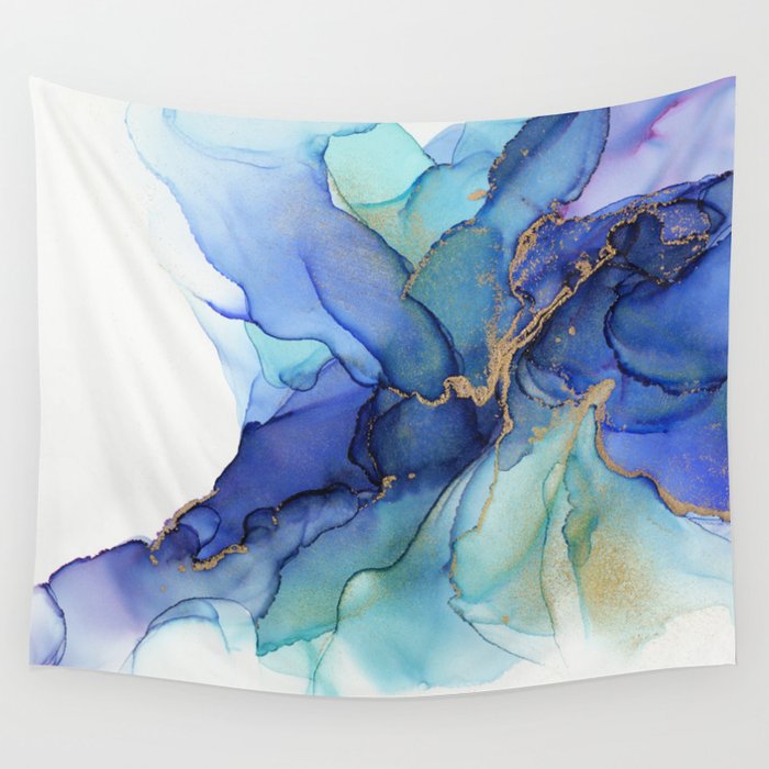 Electric Waves Violet Turquoise - Part 3 Wall Tapestry