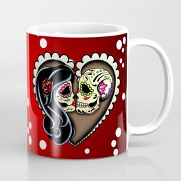 Ashes - Day of the Dead Couple - Kissing Sugar Skull Lovers Coffee Mug