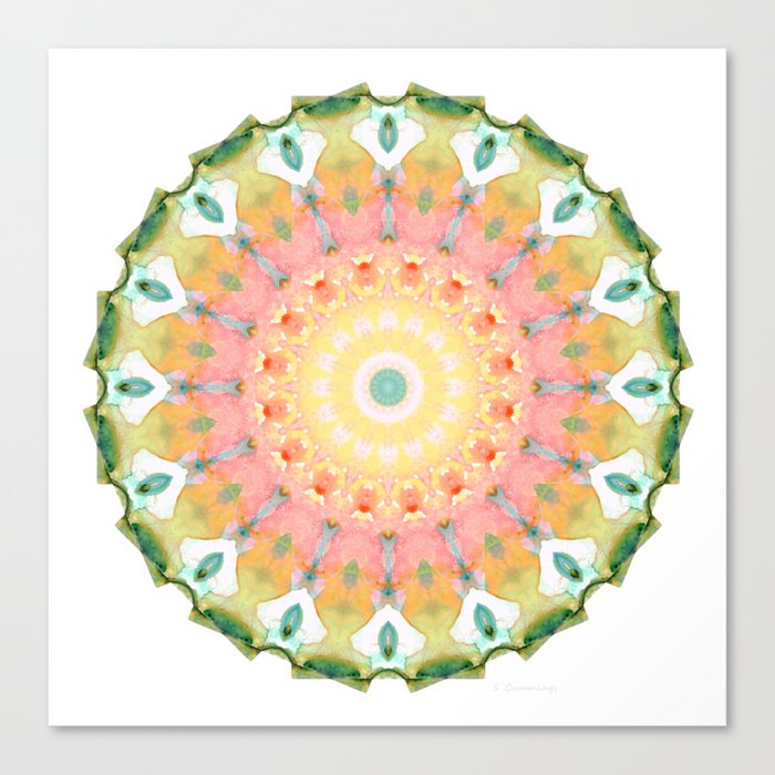 Soft Vibrant Healing Mandala Art by Sharon Cummings Canvas Print