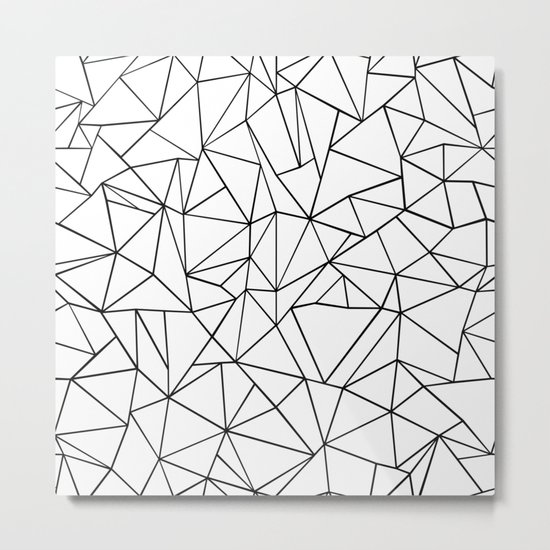 Abstract Outline Black on White Metal Print