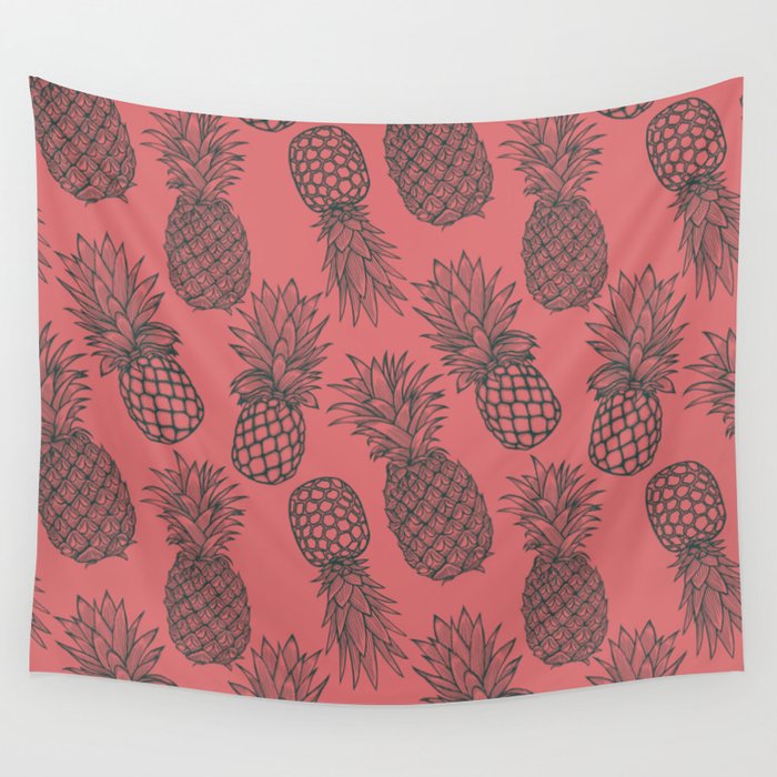 Fresh Pineapples Mauve Wall Tapestry
