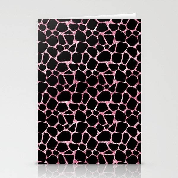 Black Pink Giraffe Skin Print Stationery Cards