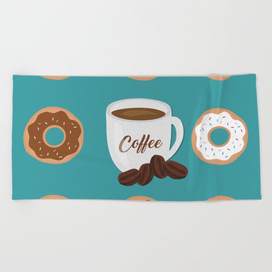 Coffee and Donuts Beach Towel