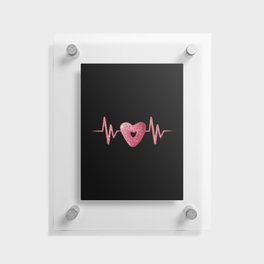 Heartbeat line with cute pink heart shaped donut illustration Floating Acrylic Print