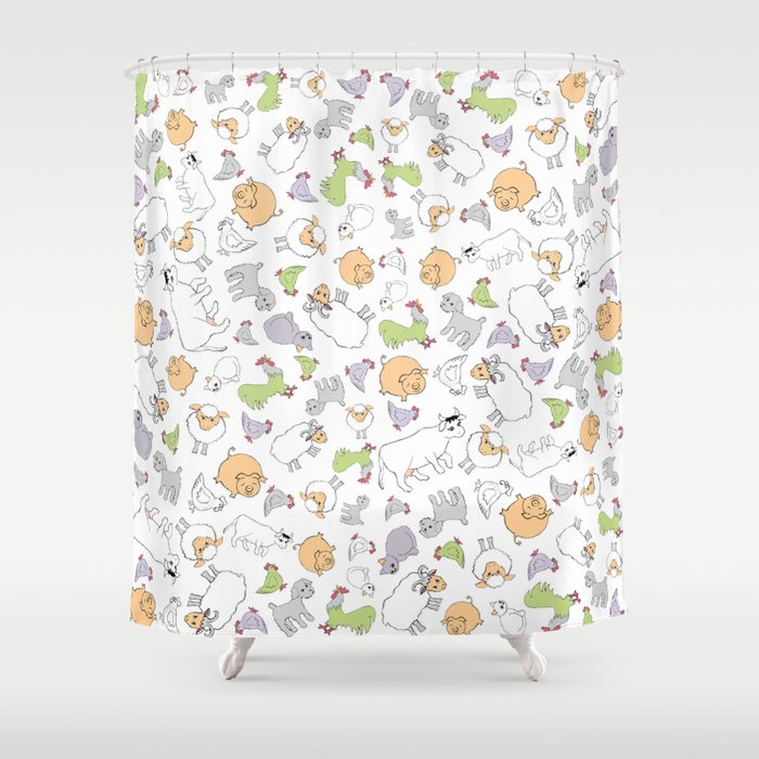 The Little Farm Animals Shower Curtain By Evalundberg Society6