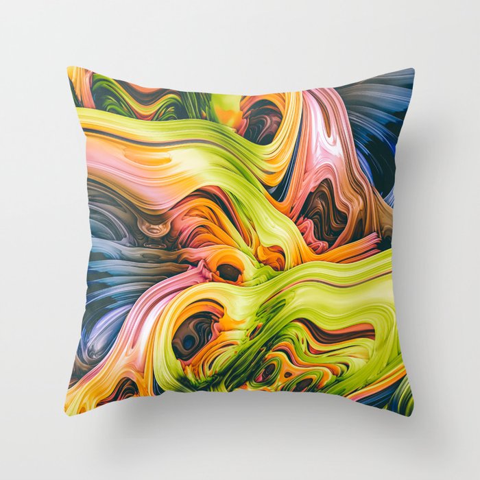 turne III. Colorful Abstract Melt Throw Pillow