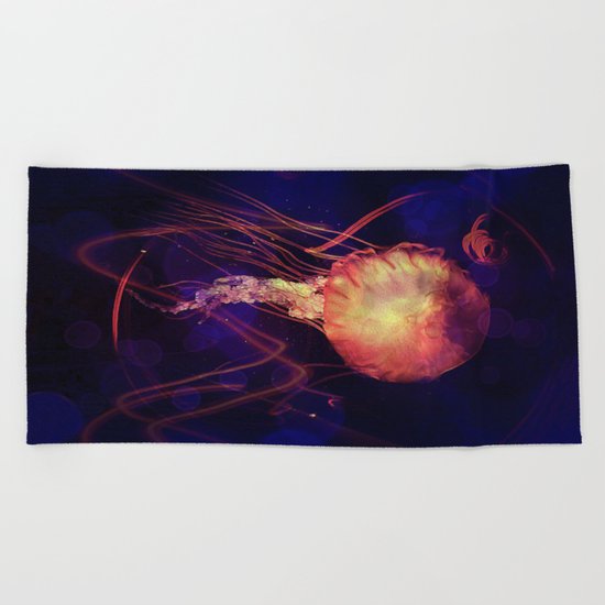 Jellyfish of the Blacklight Electro Rave Beach Towel