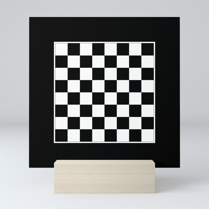 Vintage Chessboard & Checkers - Black & White Mini Art Print