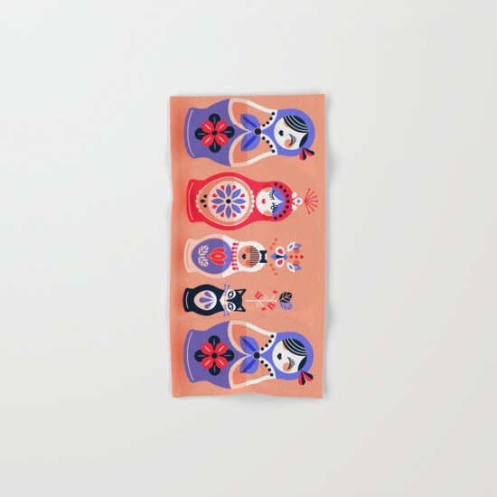 Russian Nesting Dolls – Pink & Lavender Hand & Bath Towel