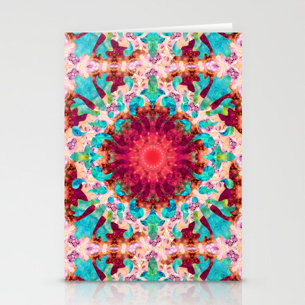Colorful Red And Blue Mandala Art Stationery Cards