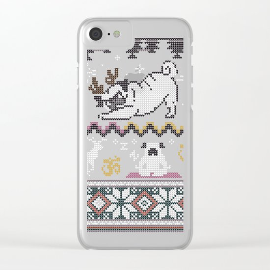 Pugly Yoga X-Mas Clear iPhone Case