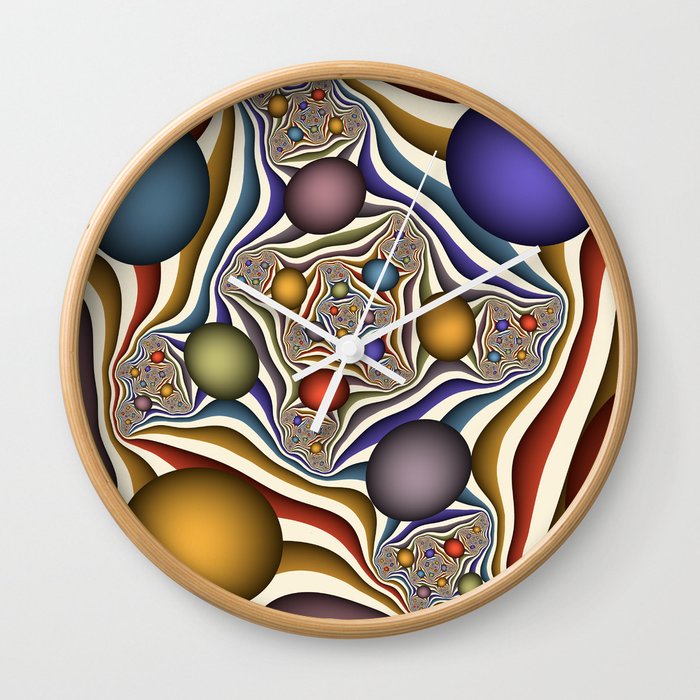 Flying Up, Colorful, Modern, Abstract Fractal Art Wall Clock