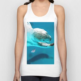 Otters Tank Top | Painting, Otter, Seaside, Urchin, Crab, Octopus, Seaweed, Shell, Repeating Pattern, Ocean 