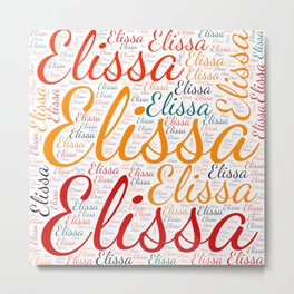 Elissa Metal Print | Wordcloud Positive, Graphicdesign, Birthday Popular, Colors First Name, Female Elissa, Vidddie Publyshd, Woman Baby Girl, Horizontal America 