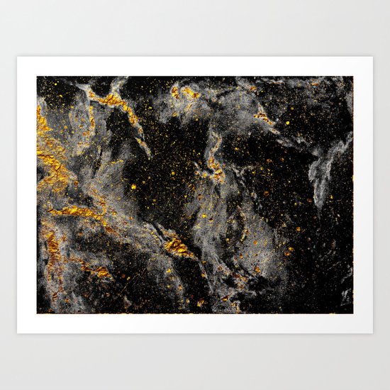 Galaxy (black gold) Art Print