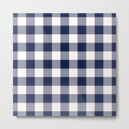 Blue Farmhouse Style Gingham Check Metal Print