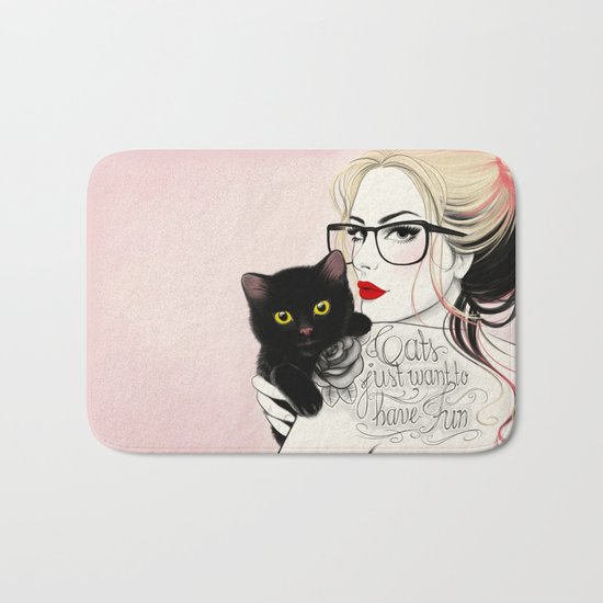 Cats just want to have fun! Bath Mat