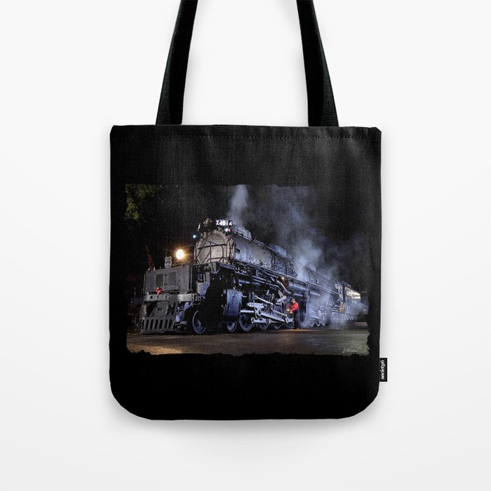 Oiling the Running Gear.  UP 4014. Union Pacific. Steam Train Locomotive. Big Boy. © J. Montague. Tote Bag