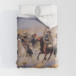 A Dash for the Timber Frederic Remington Duvet Cover