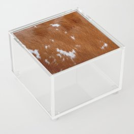 Brown and White Cow Skin Print Pattern Modern, Cowhide Faux Leather Acrylic Box