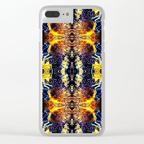Mystic Yellow Blue Ornament Pattern Clear iPhone Case
