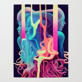 The Fates | Psychedelic neon abstract portrait  Poster