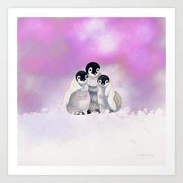 Three Siblings - Penguins  Art Print