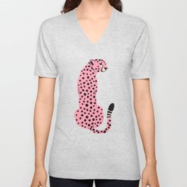 The Stare: Pink Cheetah Edition V Neck T Shirt | Fierce, Modern, Mid Century, Midcentury, Forest, Tropical, Leopard, Cheetah, Jungle, Tiger 