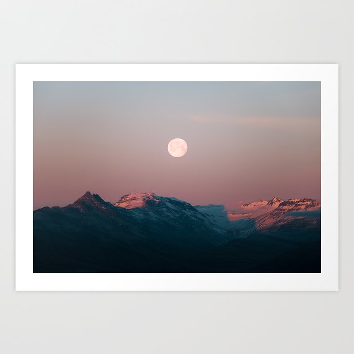 Pastel Moonrise Over The Mountains Art Print