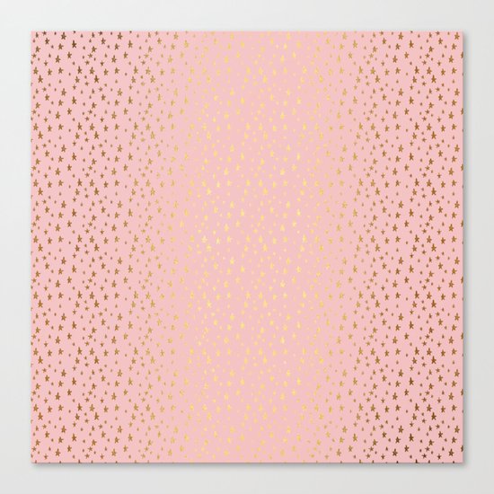 Gold and pink sparkling and shiny Stars pattern on #Society6 Canvas Print