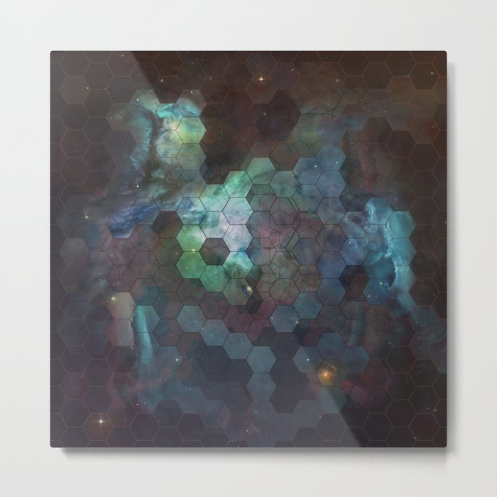 Nebula Hexagons Metal Print