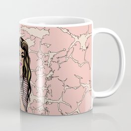 Peace Out & Bleed Maroon, Black Female Throwing Dueces Illustration Coffee Mug
