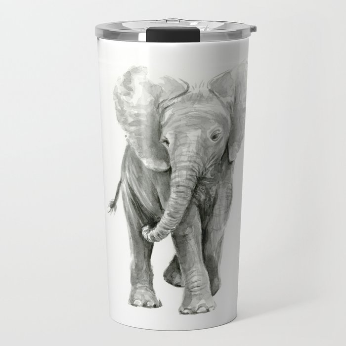 Baby Elephant Watercolor Travel Mug