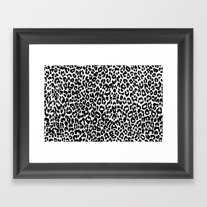 Leopard Pattern (Black and White) Framed Art Print