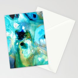 Blue And Aqua Abstract Art - Azure Depths - by Sharon Cummings Stationery Card