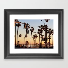 Huntington Beach Summer Sunset at the pier Framed Art Print