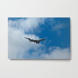Airplane Flying Clouds Sky  Metal Print