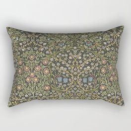 William Morris Vintage Blackthorn Green Charcoal Rectangular Pillow