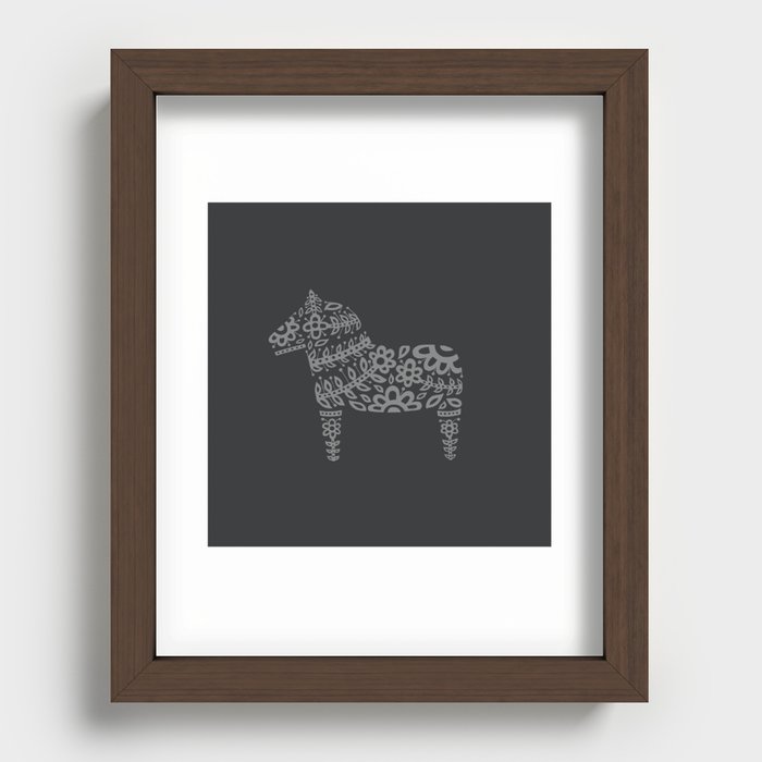 Black Dala Horse Recessed Framed Print