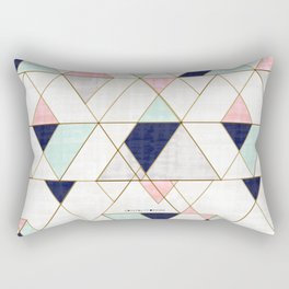 Mod Triangles - Navy Blush Mint Rectangular Pillow