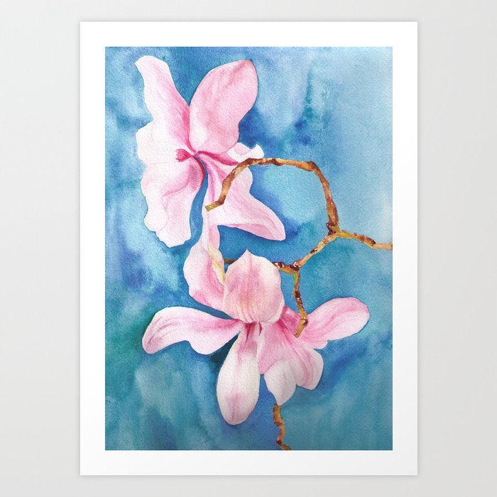 Pink Magnolia Art Print By Artbybhavna Society6